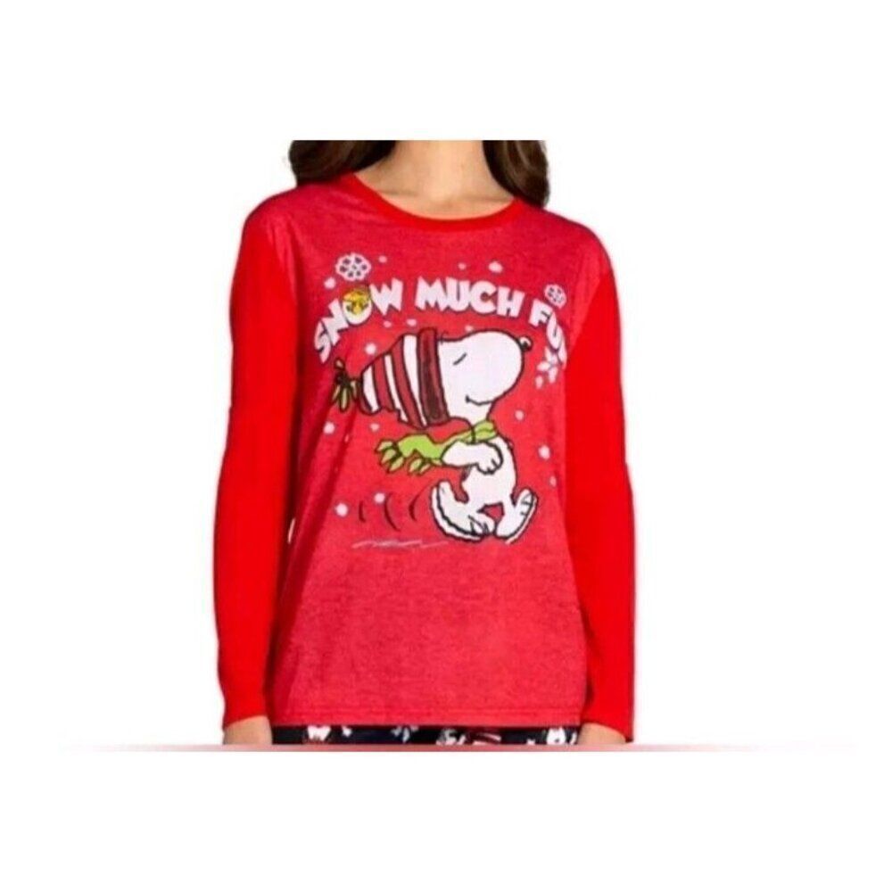 Briefly Stated Snoopy Peanuts Snow Much Fun Kids Pajama Top New Boys Girls 10